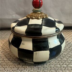 Black and White Checkered Ceramic Jar